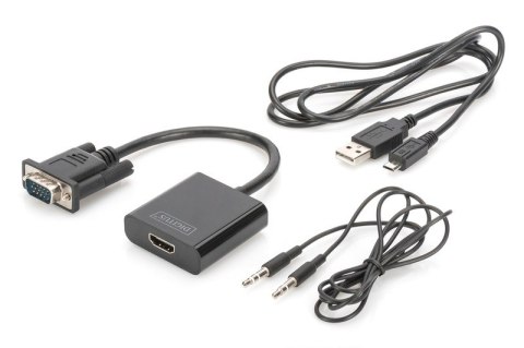 Konwerter/adapter audio-video VGA do HDMI, 1080p FHD, z audio 3.5mm MiniJack Digitus