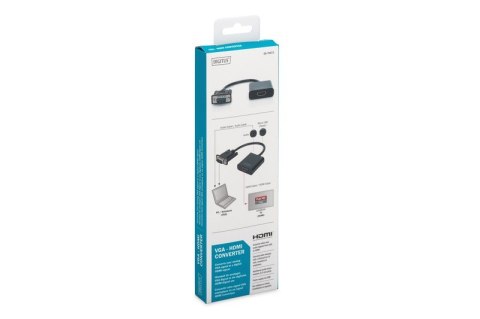 Konwerter/adapter audio-video VGA do HDMI, 1080p FHD, z audio 3.5mm MiniJack Digitus