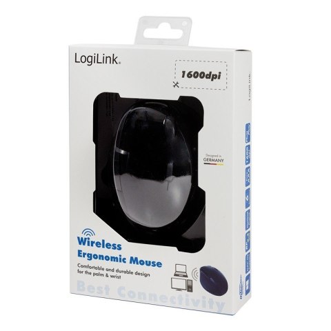 Radiowa mysz optyczna 2.4GHz 1600dpi czarna ergonomiczna LogiLink Radiowa mysz optyczna 2.4GHz 1600dpi czarna ergonomiczna LogiLink