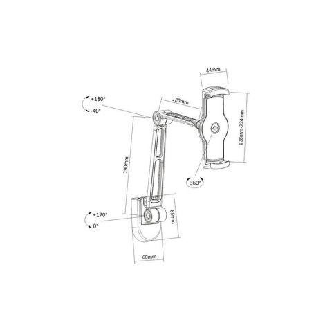 Ramię ścienne do tabletu i iPad 4.7-12,9 regulowane czarne Techly Ramię ścienne do tabletu i iPad 4.7-12,9 regulowane czarne Techly