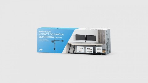 Uchwyt TB-MO2 do dwóch monitorów dwuramienny do 27 cali 10kg VESA 100 TB Uchwyt TB-MO2 do dwóch monitorów dwuramienny do 27 cali 10kg VESA 100 TB