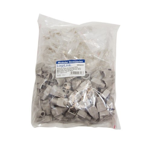 Wtyki RJ45 CAT.6 100szt. UTP z osłoną, szare LogiLink Wtyki RJ45 CAT.6 100szt. UTP z osłoną, szare LogiLink