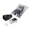 Wtyki RJ45 CAT.6 100szt. ekranowane z osłoną, czarne LogiLink