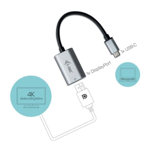 Adapter USB-C 3.1 Display Port 60 Hz Metal I-tec Adapter USB-C 3.1 Display Port 60 Hz Metal I-tec