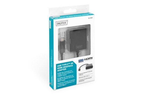 Adapter graficzny HDMI 4K 30Hz UHD na USB 3.1 Typ C, z audio, czarny, dĹ. 15cm