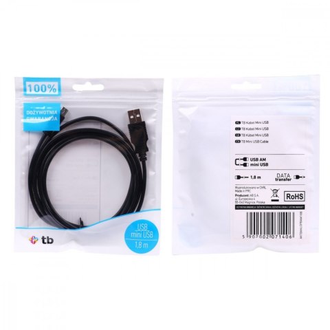 Kabel USB - Mini USB 1.8m. czarny TB Kabel USB - Mini USB 1.8m. czarny TB
