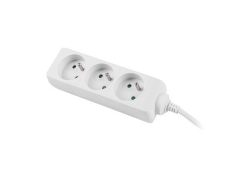 Listwa zasilająca 1.5m, biała, 3 gniazda, kabel wykonany z pełnej miedzi Lanberg