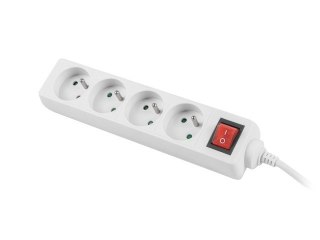 Listwa zasilająca 1,5m, biała, 4 gniazda, z wyłącznikiem, kabel wykonany z pełnej miedzi Lanberg