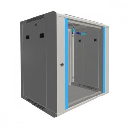 Szafka wisząca rack 12U 600x450 szara szklane drzwi Extralink
