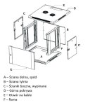 Szafka wisząca rack 12U 600x450 szara szklane drzwi Extralink
