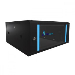 Szafka wisząca rack 4U 600x600 czarna szklane drzwi Extralink