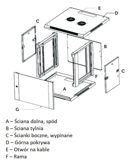 Szafka wisząca rack 4U 600x600 czarna szklane drzwi Extralink Szafka wisząca rack 4U 600x600 czarna szklane drzwi Extralink