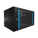 Szafka wisząca rack 6U 600x450 czarna szklane drzwi Extralink