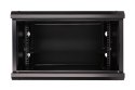 Szafka wisząca rack 6U 600x450 czarna szklane drzwi Extralink