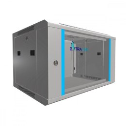 Szafka wisząca rack 6U 600x450 szara szklane drzwi Extralink