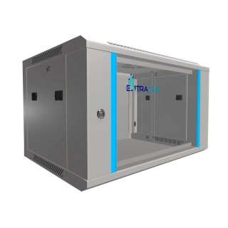 Szafka wisząca rack 6U 600x450 szara szklane drzwi Extralink