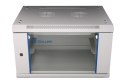 Szafka wisząca rack 6U 600x450 szara szklane drzwi Extralink