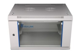 Szafka wisząca rack 6U 600x450 szara szklane drzwi Extralink
