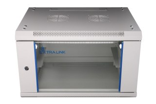 Szafka wisząca rack 6U 600x450 szara szklane drzwi Extralink