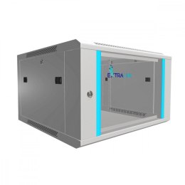 Szafka wisząca rack 6U 600x600 szara szklane drzwi Extralink