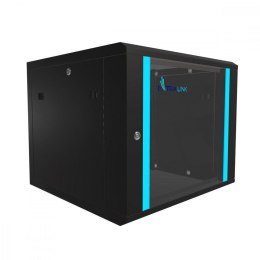 Szafka wisząca rack 9U 600x600 czarna szklane drzwi Extralink