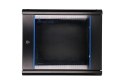 Szafka wisząca rack 9U 600x600 czarna szklane drzwi Extralink