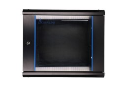 Szafka wisząca rack 9U 600x600 czarna szklane drzwi Extralink