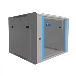 Szafka wisząca rack 9U 600x600 szara szklane drzwi Extralink