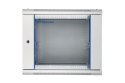 Szafka wisząca rack 9U 600x600 szara szklane drzwi Extralink