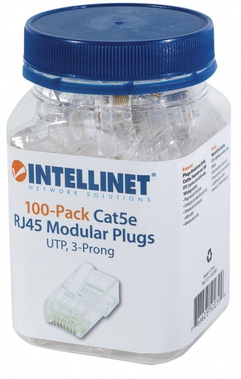 Wtyk RJ45 UTP na drut 8p8c kat.5e słoik 100szt. Intellinet Wtyk RJ45 UTP na drut 8p8c kat.5e słoik 100szt. Intellinet