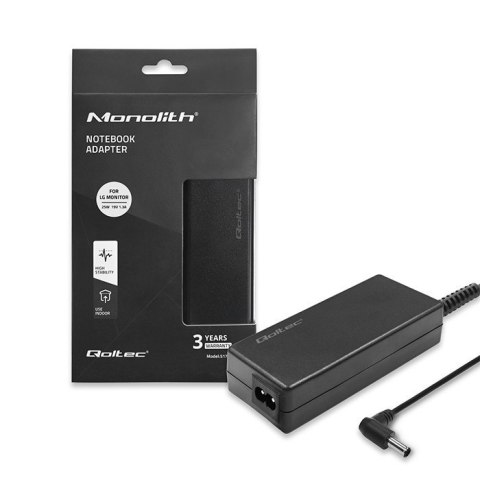 Zasilacz do monitora LG | 25W | 19V | 1.3A | 6.5*4.4 |+ kabel zasilający Qoltec