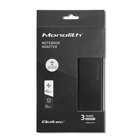 Zasilacz do monitora LG | 25W | 19V | 1.3A | 6.5*4.4 |+ kabel zasilający Qoltec Zasilacz do monitora LG | 25W | 19V | 1.3A | 6.5*4.4 |+ kabel zasilający Qoltec