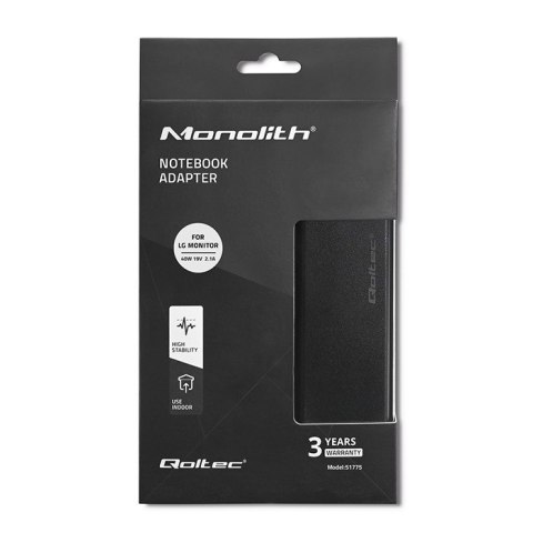 Zasilacz do monitora LG | 40W | 19V | 2.1A | 6.5*4.4 |+ kabel zasilający Qoltec Zasilacz do monitora LG | 40W | 19V | 2.1A | 6.5*4.4 |+ kabel zasilający Qoltec