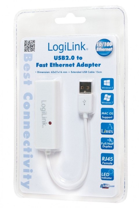 Adapter fast ethernet RJ45 do USB2.0 LogiLink Adapter fast ethernet RJ45 do USB2.0 LogiLink