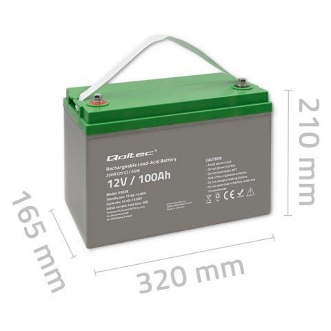Akumulator AGM | 12V | 100Ah | max.30A Qoltec Akumulator AGM | 12V | 100Ah | max.30A Qoltec