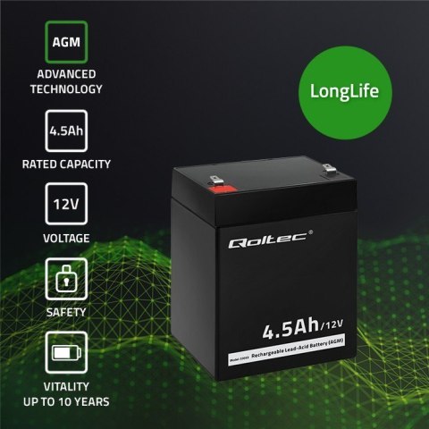 Akumulator AGM | 12V | 4.5Ah | max.1.35A Qoltec Akumulator AGM | 12V | 4.5Ah | max.1.35A Qoltec