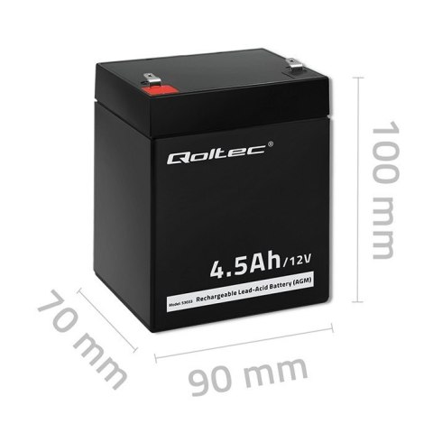 Akumulator AGM | 12V | 4.5Ah | max.1.35A Qoltec Akumulator AGM | 12V | 4.5Ah | max.1.35A Qoltec