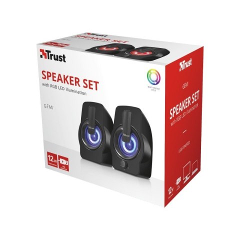 Głośniki GEMI RGB 2.0 czarne Trust