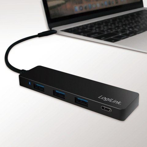 Hub USB-C 3.1 4-porty ultra slim, czarny LogiLink Hub USB-C 3.1 4-porty ultra slim, czarny LogiLink