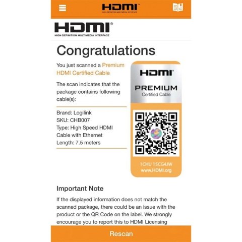 Kabel premium HDMI Ultra HD, 7.5m LogiLink Kabel premium HDMI Ultra HD, 7.5m LogiLink