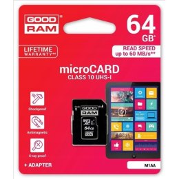 Karta pamięci microSD 64GB CL10 UHS I + adapter GOODRAM