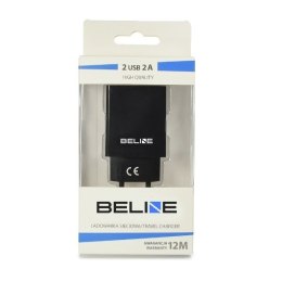 Ładowarka sieciowa 2xUSB 2A czarna Beline