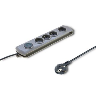 Listwa antyprzepięciowa Quick Switch, 4 gniazda, 1,5m, szara Qoltec