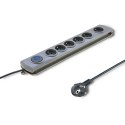 Listwa antyprzepięciowa Quick Switch, 6 gniazd, 1,8m, szara Qoltec