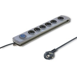 Listwa antyprzepięciowa Quick Switch, 6 gniazd, 3m, szara Qoltec