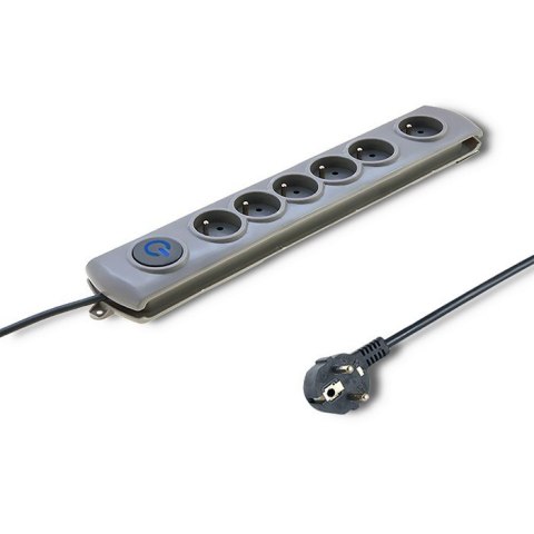 Listwa antyprzepięciowa Quick Switch, 6 gniazd, 3m, szara Qoltec