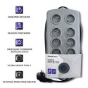 Listwa antyprzepięciowa Quick Switch, 8 gniazd, 2,5m, szara Qoltec