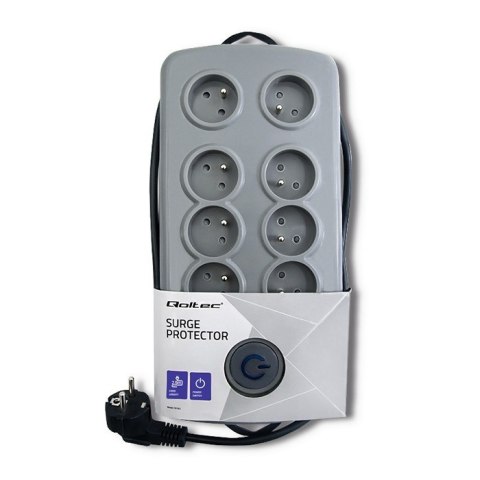 Listwa antyprzepięciowa Quick Switch, 8 gniazd, 2,5m, szara Qoltec Listwa antyprzepięciowa Quick Switch, 8 gniazd, 2,5m, szara Qoltec