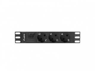 Listwa zasilająca Rack PDU 10 cali 1U 3x Schuko 2m 10A czarna C14