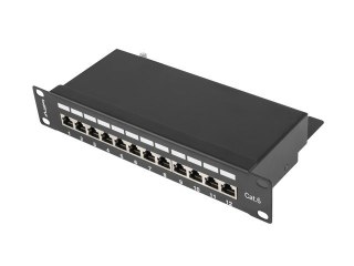 Patch Panel 12 Port 1U 10' cali kategoria 6 ekranowany czarny Lanberg